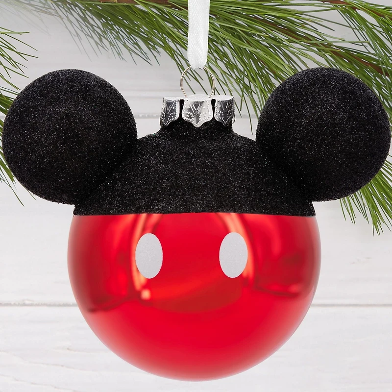 Décoration Hallmark de Noël (Tête de Mickey, Disney, en verre soufflé)