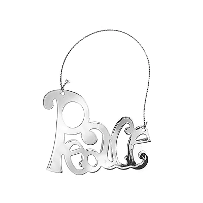 Texte En Métal Argenté Plat Ornement (Paix) - Set of 12