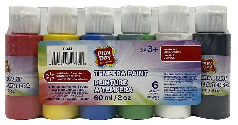 Play Day Peinture a Tempera 6x60ml Play Day Peinture a Tempera Lavable Durable