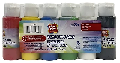 Play Day Peinture a Tempera 6x60ml Play Day Peinture a Tempera Lavable Durable