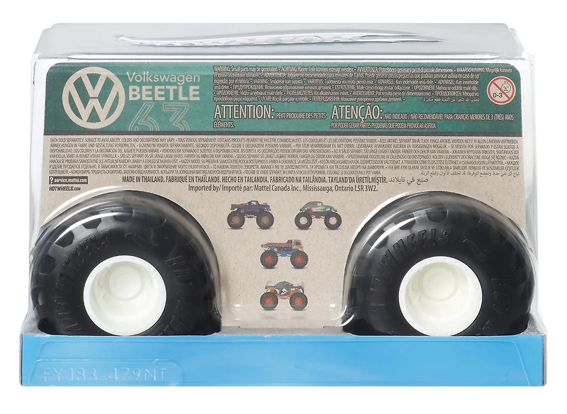 Hot Wheels Monster Trucks, Oversized Monster Truck in 1:24 Scale, Volkswagen Beetle