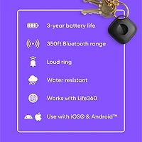 Life360 Tile Mate 2024 Lot de 1 Noir