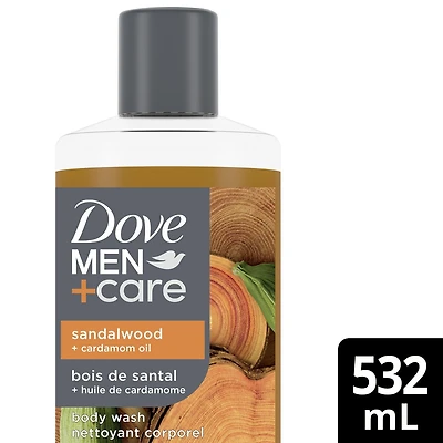 Gel Douche  pour réparer la peau sèche sous la douche, Dove Men+Care  bois de santal + huile de cardamome avec des nettoyants et hydratants à base de plantes