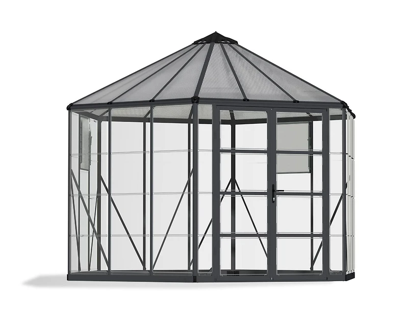 CANOPIA by PALRAM Oasis 12 ft. Greenhouse Kit - Grey Structure & Hybrid Panels (94.2 sq. ft.)