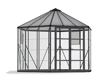 CANOPIA by PALRAM Oasis 12 ft. Greenhouse Kit - Grey Structure & Hybrid Panels (94.2 sq. ft.)