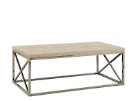 Monarch Specialties Coffee Table, Accent, Cocktail, Rectangular, Living Room, 44"l, Metal, Laminate, Natural, Chrome, Contemporary, Modern