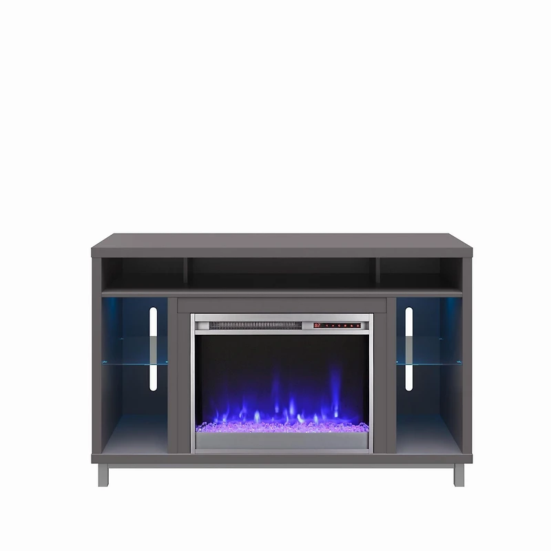 Lumina, meuble TV avec cheminée pour téléviseurs jusqu'à 48", gris graphite