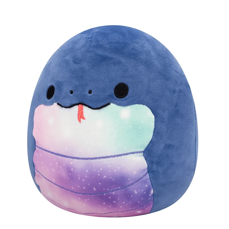 Squishmallows Peluche de 7,5 po - Herman le serpent bleu marin au ventre spatial.