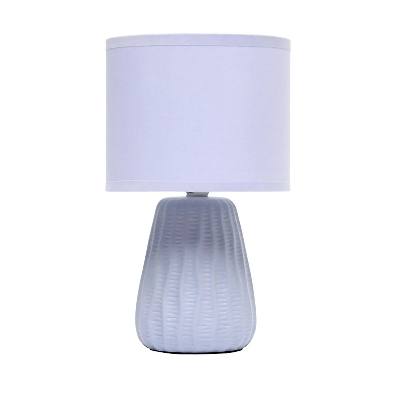 Simple Designs 11.02" Traditional Mini Modern Ceramic Texture Pastel Accent Bedside Table Desk Lamp with Matching Fabric Shade for Bedroom, Nightstand, Living Room, Entryway