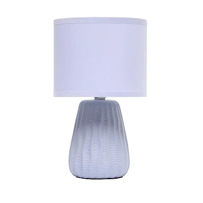 Simple Designs 11.02" Traditional Mini Modern Ceramic Texture Pastel Accent Bedside Table Desk Lamp with Matching Fabric Shade for Bedroom, Nightstand, Living Room, Entryway