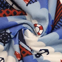 Couverture réversible en flanelle polaire douce et chaude pour enfants, motif bateau à voile nautique avec base blanche, 101 x 127 cm