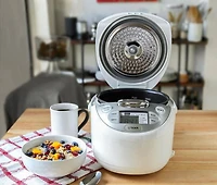 Tiger JAX-R Series 10Cup White Micom Rice Cooker With Tacook Cooking Plate