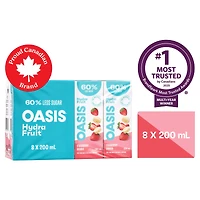 Boîtes de jus de fruits fraise banane JUS FRAISE/BANANE OASIS HYDRAFRUIT 8X200ML