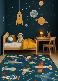 Tapis doux pour la zone de jeu Rug Branch Soft Steps, bleu marine - Salle de jeux, chambre d'enfant, chambre pour garcons et filles