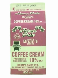 Brum's 10% M.F Coffee Cream