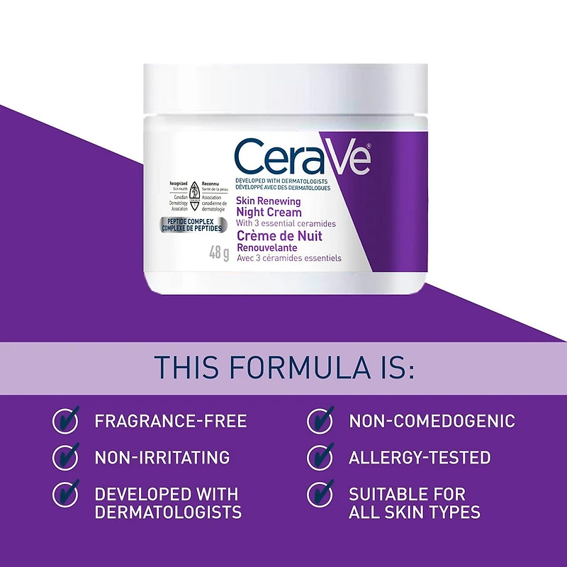 CeraVe Night Cream, Anti-Aging Moisturizer with Peptides and Ceramides to Reduce Fine Lines Overnight, 48g, Anti-Aging Night Cream