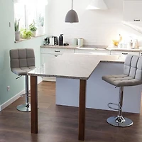 Heavenly Collection | Paul Adjustable Stool with Gray Upholstery for Kitchen Island or Home Bar| Set 2