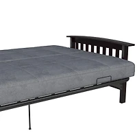 DHP Brixen Espresso Wood Arm Metal Futon Frame with 6-Inch Mattress, Full, Gray