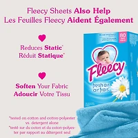Fleecy Feuilles Assouplissantes pour Sécheuse, Assouplissant à Linge, Parfum Air Frais, 80 feuilles