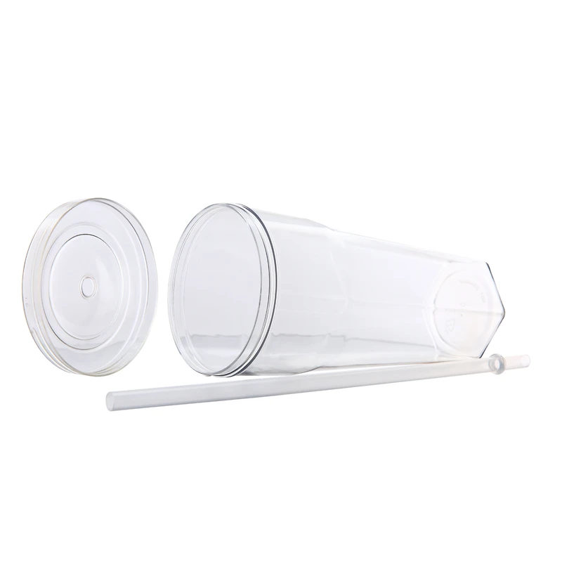 Mainstays 20oz Plastic Tumbler with Screw on Lid and Straw Clear