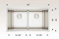 American Imaginations AI-29296 32 pouces Évier de cuisine en acier inoxydable approuvé par W CSA avec finition en acier inoxydable et calibre 16