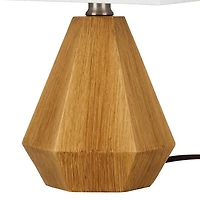 Home Trends 13.6" Geometric Wood Finish Accent Lamp with Square White Linen Shade, Modern 7" W x 13.6" H Accent Lamp
