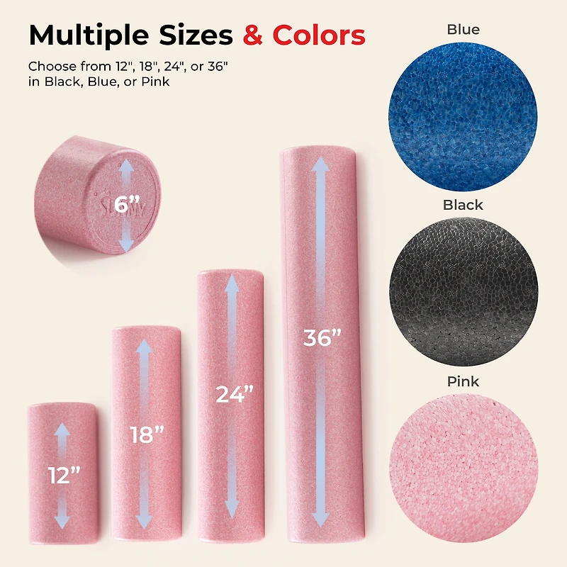 Sunny Health & Fitness 24" Yoga Foam Roller (Pink)