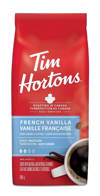Café Tim Hortons à torréfaction légère-moyenne Vanille française 300 grammes