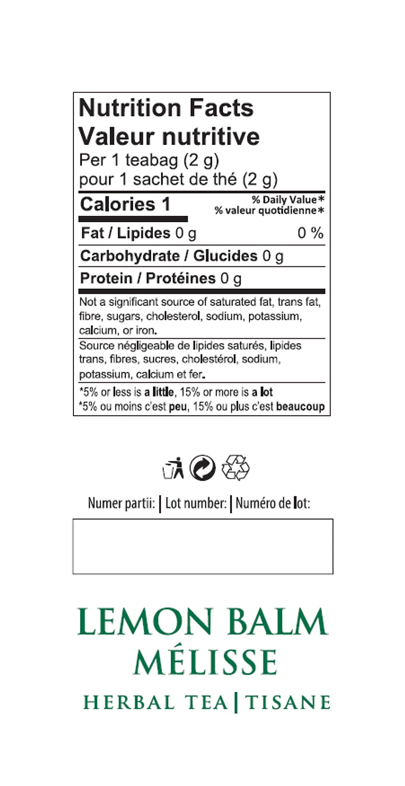 Biofix Lemon Balm Herbal Tea, Caffeine-Free, 20 Tea Bags, Lemon Balm tea, 20 bags