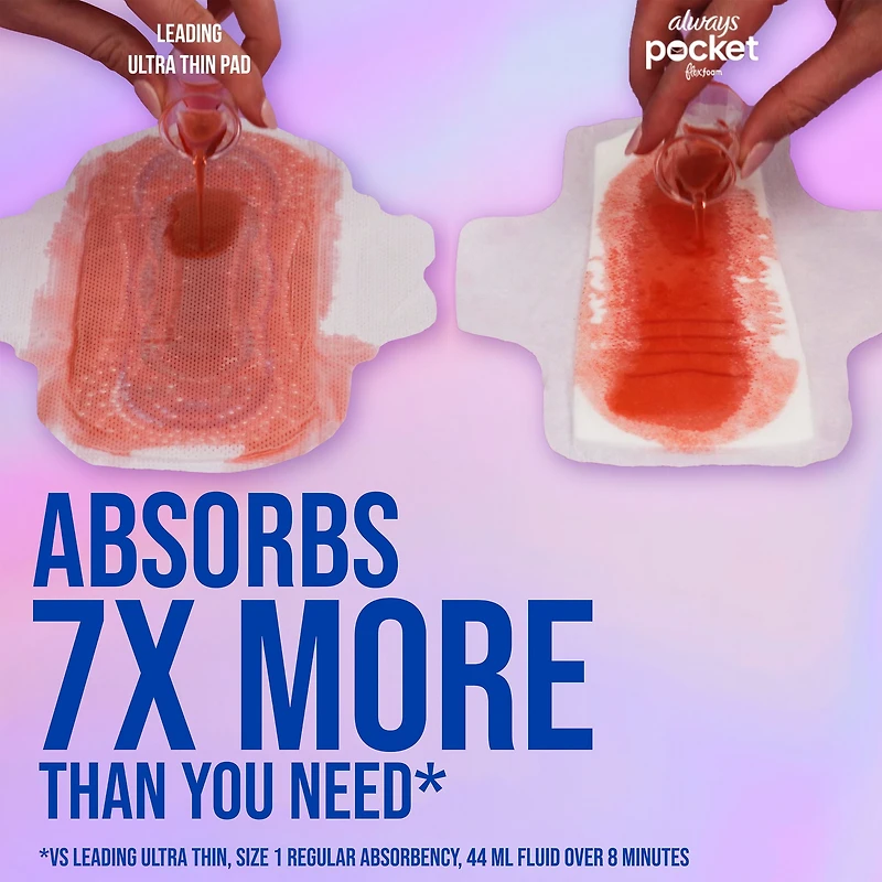 Always de Poche avec Serviettes FlexFoam, Taille 2, Flux Abondant, avec Ailes, Non Parfumées