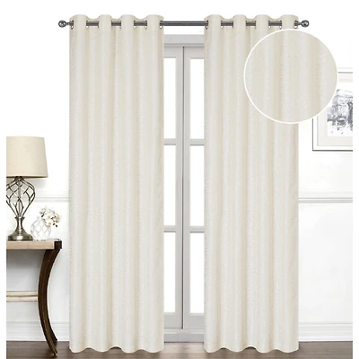 IH Casa Decor Jacquard Panel W 8 Grom Bowties Ivory 84" - Ensemble De 2