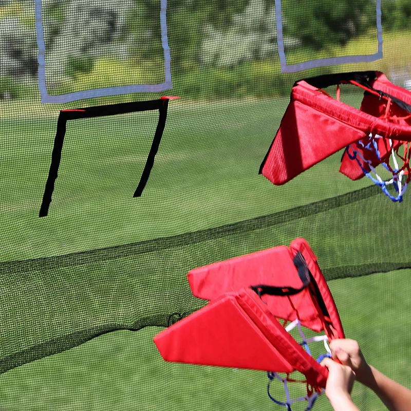 SKYWALKER TRAMPOLINES Double Basketball Game Attachment for 15 FT Round Outdoor Trampolines, Soft Materials for Safe Dunking