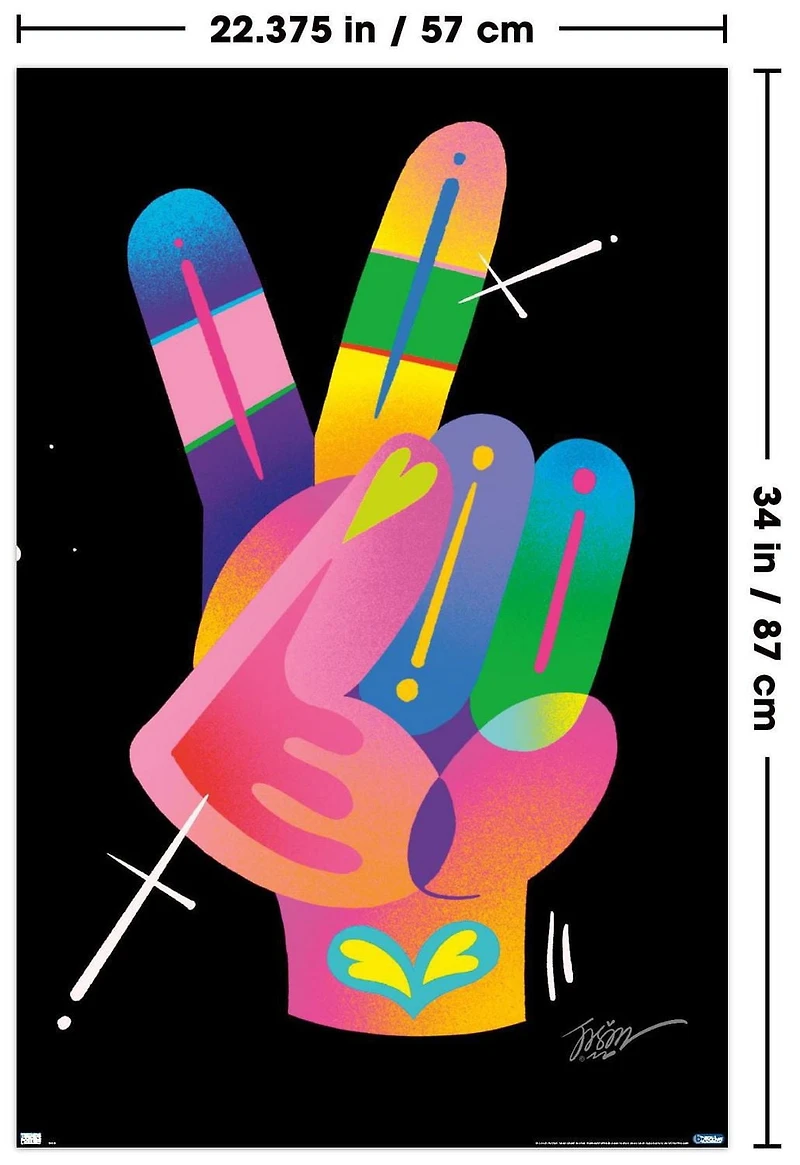 Jason Naylor - Peace Sign Hand Wall Poster, 22.375" x 34"