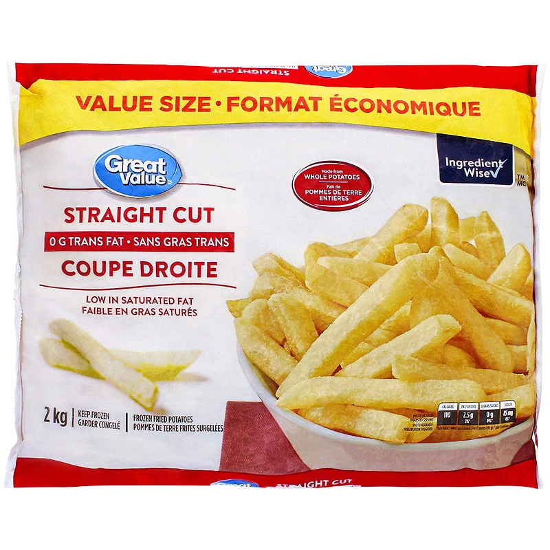 Pommes de terre frites surgelées à coupe droite Great Value 2 kg