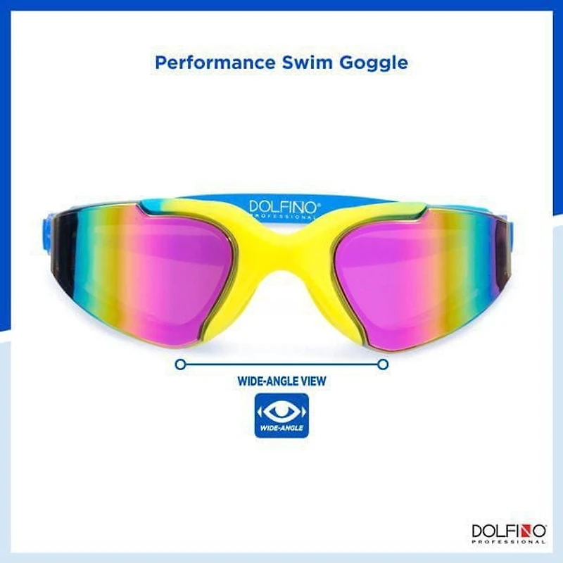 Lunettes de natation Dolfino Pro Edge Youth Watersport - Bleu / Jaune