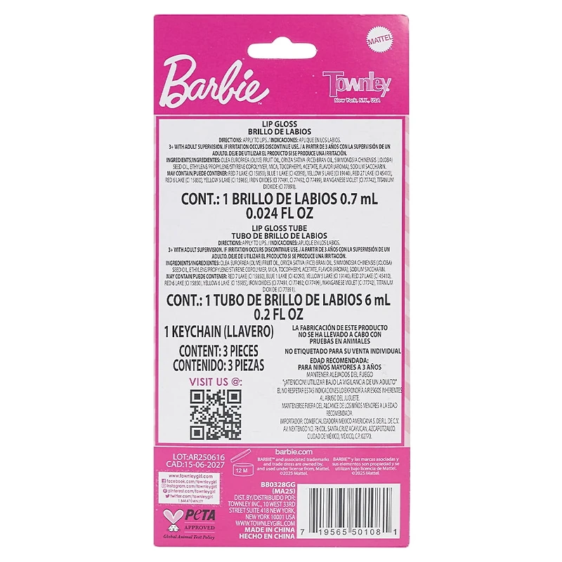 Ensemble de petits porte-clés brillants à lèvres Barbie