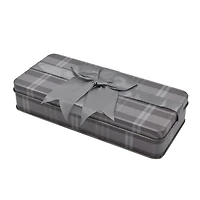 HOLIDAY TIME BOW SQUARE TIN SMALL