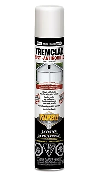 Peinture en spray de protection contre la rouille à base d'huile TREMCLAD Intérieur/Extérieur, blanc brillant, embout ventilateur Turbo 3X, 680 g