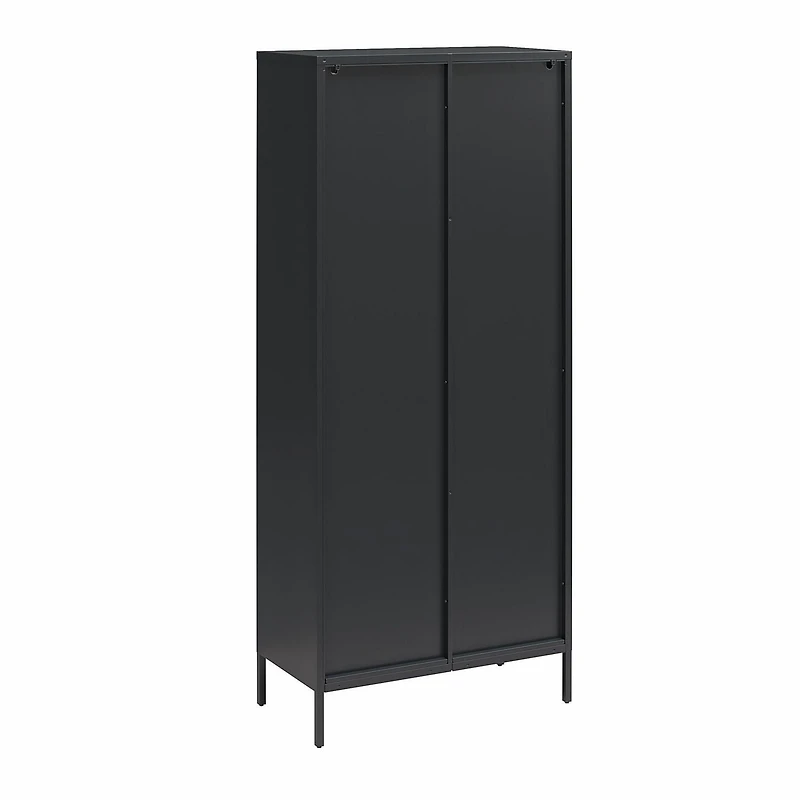 Mr. Kate Luna Tall 2-Door Accent Cabinet with Fluted Glass, Black