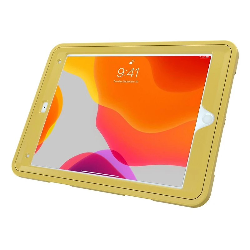 CTA Digital Protective Case with Built-in 360-degree Rotatable Grip Kickstand for iPad 7th and 8th Gen 10.2-in, iPad Air 3 and iPad Pro 10.5-in - Yellow