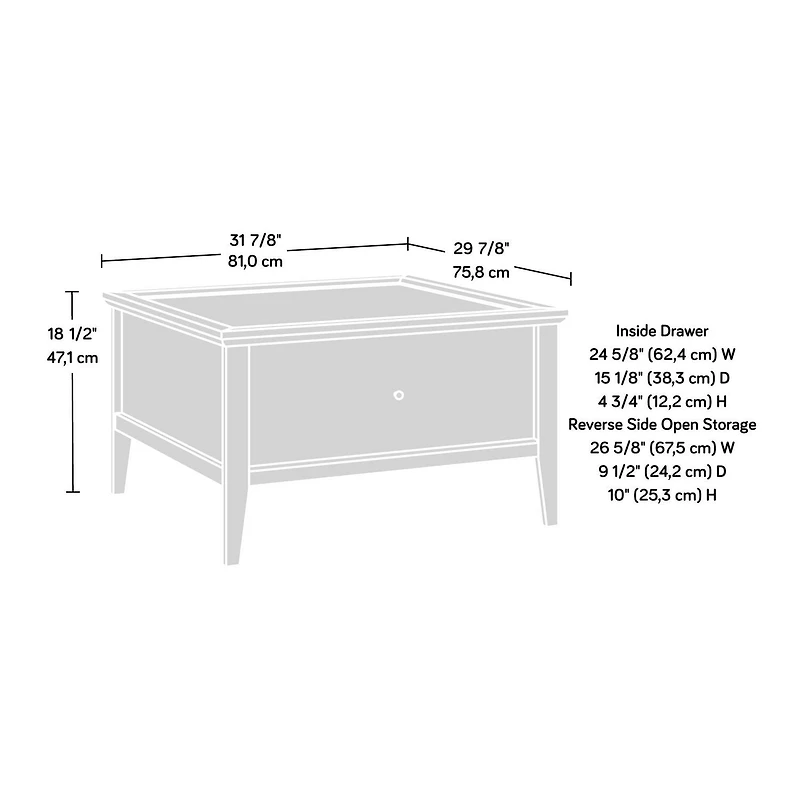Sauder Larkin Ledge Storage Coffee Table in Glacier Oak Finish