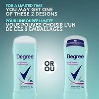 Antisudorifique en Bâton pour Femmes Degree Poudre Satinée Protection Contre la Transpiration et les Odeurs 48 Heures 74g