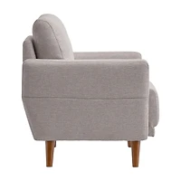 CorLiving Clara Modern Light Grey Upholstered Indoor Accent Armchair with Wood Legs