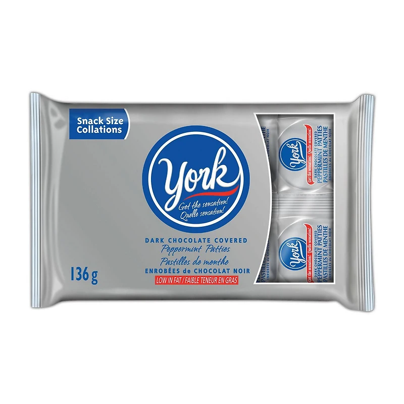 YORK Pastilles de Menthe Enrobées de Chocolat Noir, 136g