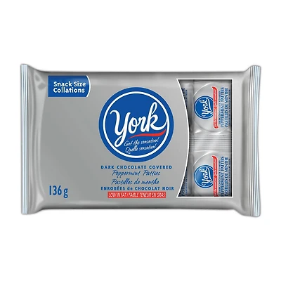 YORK Pastilles de Menthe Enrobées de Chocolat Noir, 136g