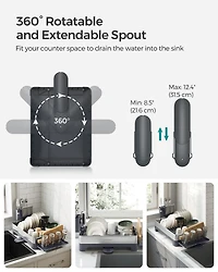 Songmics Home - Petit égouttoir à vaisselle en acier inoxydable, porte-ustensiles, argent et noir