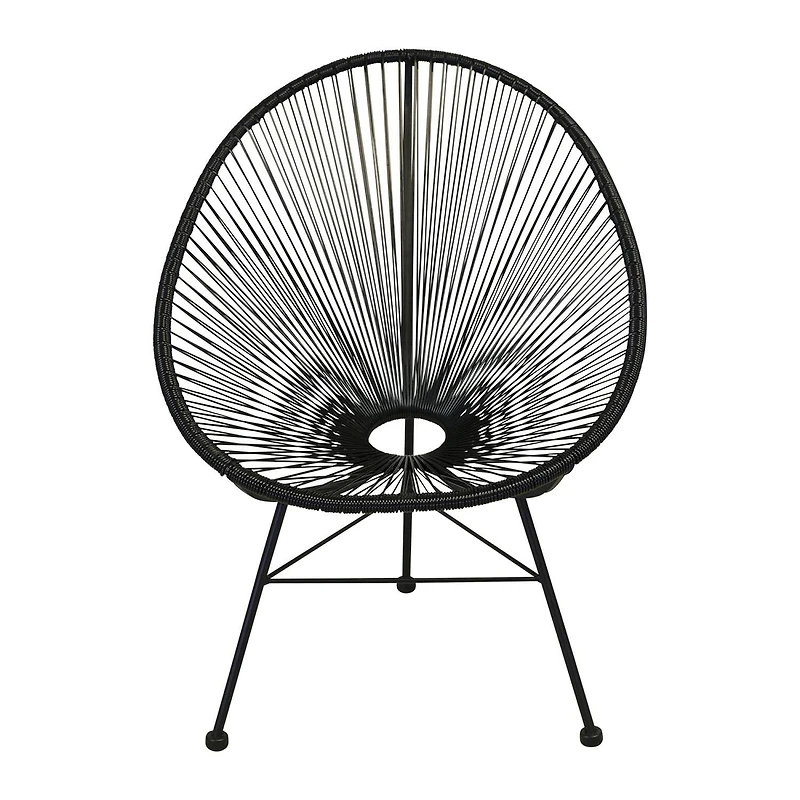 Plata Import Acapulco Chair in Black, Wire Lounge Chair, Plastic Lounge Chair, Beach Lounge Chair, Indoor-Outdoor Lounge Chair, Patio Lounge Chair, Oval Lounge Chair