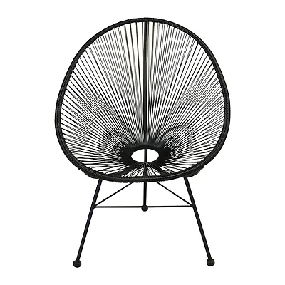 Plata Import Acapulco Chaise en noir, chaise longue en fil métallique, chaise longue en plastique, chaise longue de plage, chaise longue intérieure/extérieure, chaise longue de patio, chaise longue ov