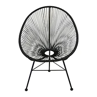 Plata Import Acapulco Chair in Black, Wire Lounge Chair, Plastic Lounge Chair, Beach Lounge Chair, Indoor-Outdoor Lounge Chair, Patio Lounge Chair, Oval Lounge Chair