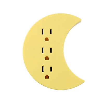 Globe Electric 3-Outlet Yellow Half Moon Indoor Wall Charger Charging Adapter, Not Smart Compatible